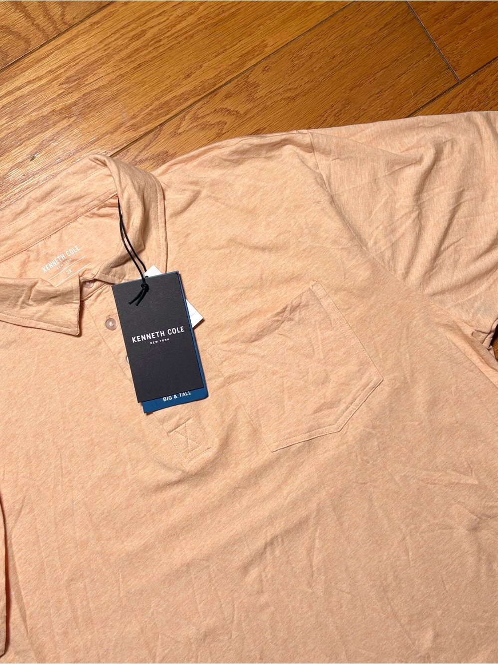 Kenneth Cole Peach Short-Sleeve Pocket Polo